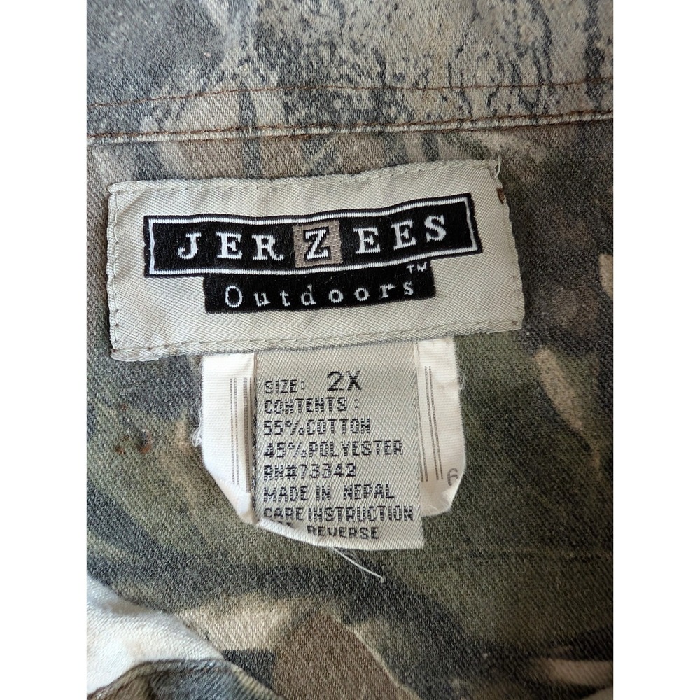 VTG Jerzees Outdoors Mossy Oak Break Up Long Sleeve Button Up Men's 2XL USA - Picture 5 of 7